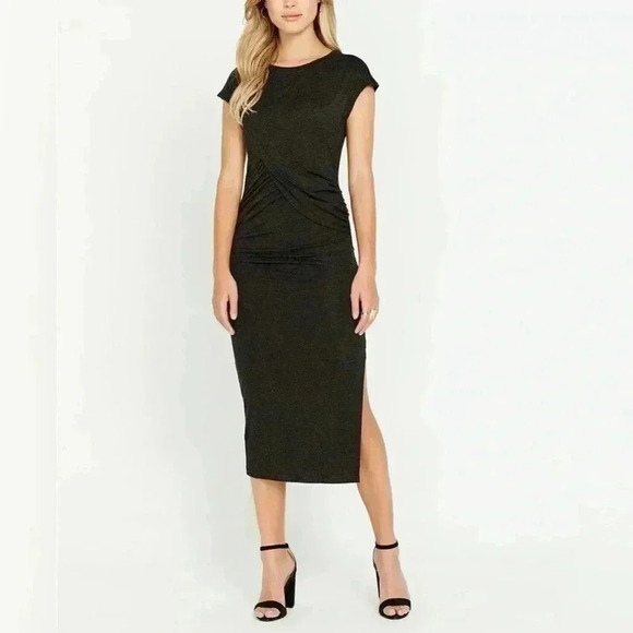 Buffalo David Bitton Bon Chic Maxi Dress Midi Charcoal Grey Black Size XS NWT - Picture 1 of 13